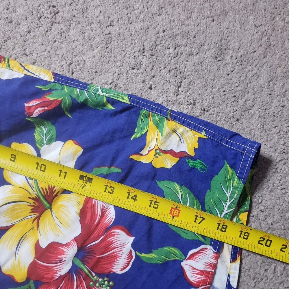 Polo Ralph Lauren Swim Trunks Men 38 Navy Floral AOP Beach Rope Drawstring - Picture 12 of 13
